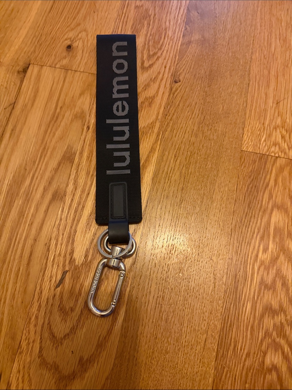 lululemon athletica Never Lost Keychain Black Lanyard with Silver Carabiner